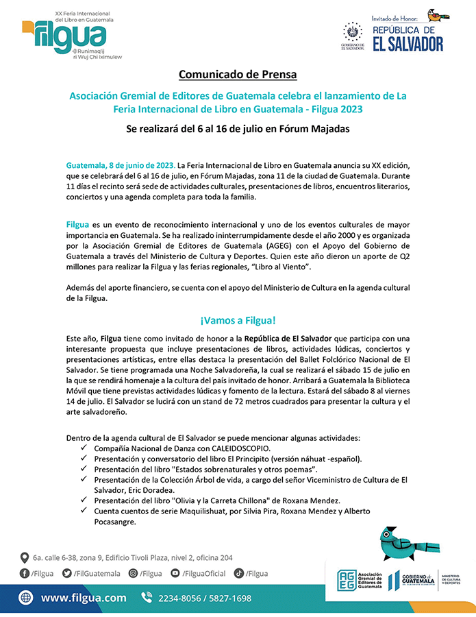 Comunicado Lanzamiento FILGUA 2023